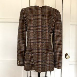 SOLD Vintage 90s Italian Krizia Luxury Wool Oversized  Plaid Blazer
